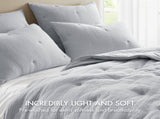3-Piece Full/Queen Cotton Embroidered Quilt Set,Blue B035P408345