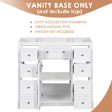 36" Bathroom Vanity without Sink, Cabinet Base Only, One Cabinet and Six Drawers, White WF306253AAK