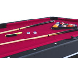 6-ft Pool Table with Table Tennis Top - Black with Red Felt W465137245