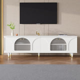 ON-TREND Contemporary TV Stand Adjustable Shelves for TVs Up to 78'', Stylish Media Console WF325998AAK