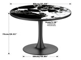 31.5" Round Modern Tulip Dining Table, Sintered Stone Tabletop with Luxury Faux Marble Print, Carbon W3316P540342