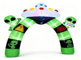 10.5FT Halloween Inflatable Alien Archway with Built-in LED Lights, Polyester Blow Up Alien UFO Arch 71783358