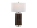 Cylinder Fluted 29.25" Contemporary Polyresin Table Lamp in Brown Lustre Polyresin, Clear K9 Crystal B202P224051