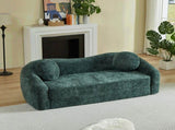 86-inch Curved Convertible Sofa Recliner, 2-in-1 Frameless Folding Sofa Bed with Pull-Out Base and W3505P452833
