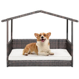 ZNTS Dog House Outdoor with Canopy, Rattan Dog Bed with Water-resistant Cushion, 90952212