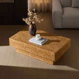 43.31 Inch Faux Burl Wood Pattern Decal Coffee Table,Rectangle Mid-Century Modern Table for Living W2582P343958