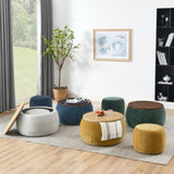 Round Storage Ottoman, 2 in 1 Function, Work as End table and Ottoman,with small seat,Dark W487P165700