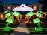 10.5FT Halloween Inflatable Alien Archway with Built-in LED Lights, Polyester Blow Up Alien UFO Arch 71783358