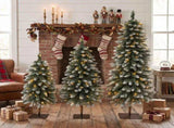 3Pack PreLit Snow Flocked Pencil Christmas Tree Set, 3FT/ 4FT/ 5FT Slim Artificial Xmas Trees with N710P523031F