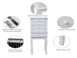 Standing Jewelry Armoire with Mirror, 5 Drawers & 14 Necklace Hooks, Jewelry Cabinet Chest with 96096796