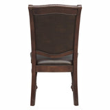 ZNTS Traditional Dining Wooden Side Chairs Set of 2 Brown Cherry Finish Faux Leather Upholstery Home B01149812