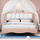 ZNTS Full size Velvet Princess Bed With bow-knot Headboard,Full Size Platform Bed with Headboard and WF315549AAH