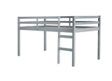 ZNTS Solid Wooden, Rubber Wooden Twin Loft Bed with Ladder, Bed Platform of Strengthened Slats , Grey W504P190928