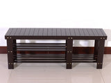 90cm Strip Type Bamboo Stool Shoe Rack with Boots Compartment Coffee 83390243