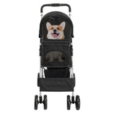 ZNTS 4 Wheels Pet Stroller, Dog Cat Stroller for Small Medium Dogs Cats, Foldable Puppy Stroller with Cup 95759460