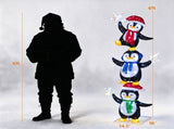 6 FT Pre-Lit Christmas Penguin Trio Decoration, 3 Cute Penguins with Iridescent Stars, Cold White 03911702