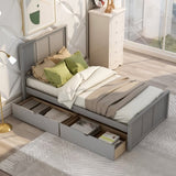 ZNTS Platform Storage Bed, 2 drawers with wheels, Twin Size Frame, Gray 73106835