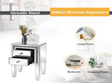 () 2-Drawer MDF Bedside Table with Mirror Finish 16.2*13*24.8in Silver 57490002