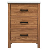 24'' Bathroom Vanity with Ceramic Basin Sink, Modern Bathroom Storage Cabinet with 3 Drawers, N710P243315P