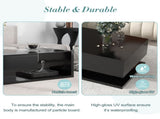 ON-TREND Modern Coffee Table with Tempered Glass, Wooden Cocktail Table with WF303936AAB