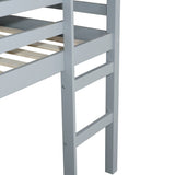 ZNTS Solid Wooden, Rubber Wooden Twin Loft Bed with Ladder, Bed Platform of Strengthened Slats , Grey W504P190928