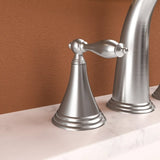 2 Handle Widespread Bathroom Faucet 3 Hole, with Pop Up Drain and 2 Water Supply Lines, Brushed W124379953