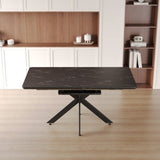 62.4" Extendable 78.15"Very large Black Dining Table Modern Mid-Century Kitchen Table Set for Dining 73934119