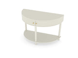 Artisan-Crafted Wave-Pattern Demi-Lune Console Table with Creamy White Finish,Unique Half Moon 23846841
