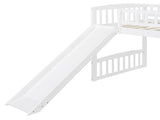 Twin size Loft Bed with Slide and Ladder, White 64080717
