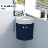 Corner Bathroom Vanity Sink Combo for Small Space Wall Mounted Cabinet Set, Ceramic Sink W99990112