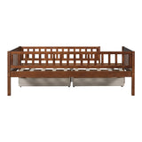 ZNTS Twin Size Daybed Wood Bed with Two Drawers, Walnut WF301864AAL