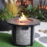 Outdoor Propane Fire Pit, Square Stonecrest Gas Fire Pit for Outside Patio, Concrete Propane Fire W2734P194108