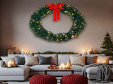 60in Pre-lit Christmas Wreath, Lighted Artificial Xmas Wreath with 220 Warm & Multi-color Lights and 41146835