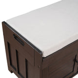 Storage Bench with 3 Shutter-shaped Doors, Shoe Bench with Removable Cushion and Hidden Storage 58461995