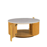 Faux White Marble Round Coffee Table with Storage B035P262683