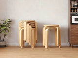 Stackable Bentwood Stool Set of 6, 18" Round Stacking Backless Nesting Stools, Anti-Slip Felt W3101P480684
