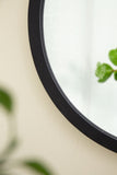 20" x 20" Circle Wall Mirror with Wooden Frame and Black Finish, Wall Mirror for Living Dining W2078124341