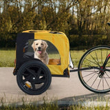 ZNTS Yellow Outdoor Heavy Duty Foldable Utility Pet Stroller Dog Carriers Bicycle Trailer W136458017