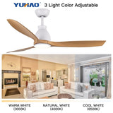 YUHAO 52 inch Indoor Ceiling Fan with Intergrated LED - Matte White with Antique Brown Wood Grain W1367P263803