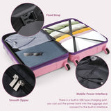 Luggage Sets 5 Piece, 20-inch with USB Port, ABS Durable Suitcase with Travel Bag, ABSPC Hard Shell N726P265424P