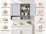 Grey, painted MDF, double-door, 56.2 13 58.5 cm, vertical-slat design, bathroom wall cabinet 69235384