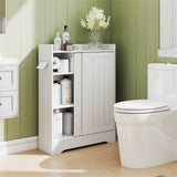 Slim White Bathroom Storage Cabinet - 2 Sliding Doors 2 Adjustable Shelves Toilet 38495905