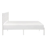 1pc Eastern King Platform Bed, Metal Frame White Finish Faux Cane Panel Headboard Casual Coastal B011P214038
