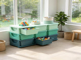 Green 3 Tier Kids Organizer 9 Drawers Storage Unit, for Bedroom, Nursery, Kindergarten, Boys & 10051744
