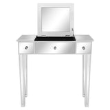 80*38*76cm MDF With Mirror Surface, The Desktop Can Be Flipped And One Pumped Computer Desk Silver 78876322