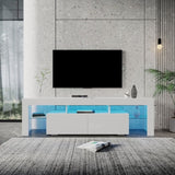 ZNTS Modern gloss white TV Stand for 80 inch TV , 20 Colors LED TV Stand w/Remote Control Lights W33146709