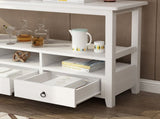 3 Tier Vintage Solid Console Table with 3 Drawers and Shelves, Industrial Console Table Coffee Table 27901297