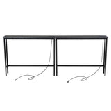 2 Pack 39.4" Narrow Console Sofa Table with Power Outlets and USB Ports, Long 80830381