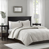 3 Piece Velvet Quilt Set Ivory Full/Queen B03597469