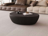 Black Sintered stone Top goose eggs Shape Leather Coffee modern Sofa Table for Living Room furniture W3081P338226